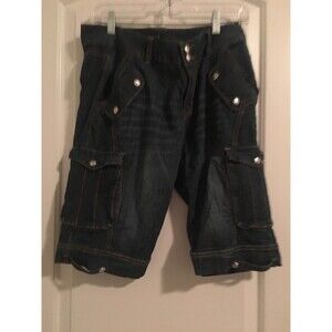 Rocawear Women’s Juniors Blue Capri Jean Shorts Zip & Button Pockets Size 9